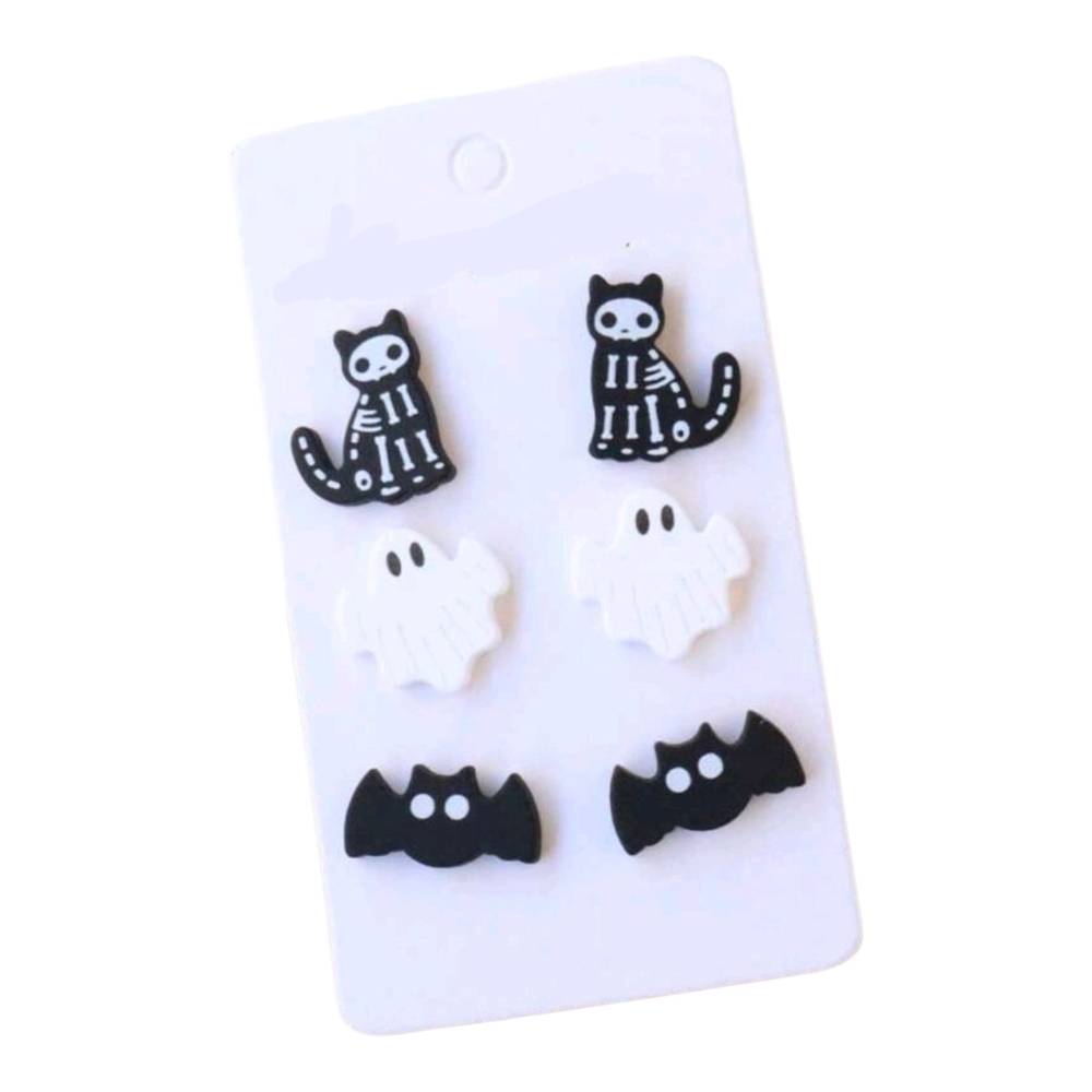 Black and White Halloween Earrings Set